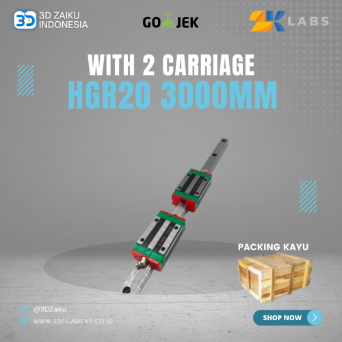 ZKLabs HGR20 Linear Rail 3000 mm dengan 2 pcs HGH20CA Carriage